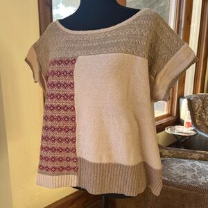 Women's Patchwork Sweater Garnet Hill - Pink and tan